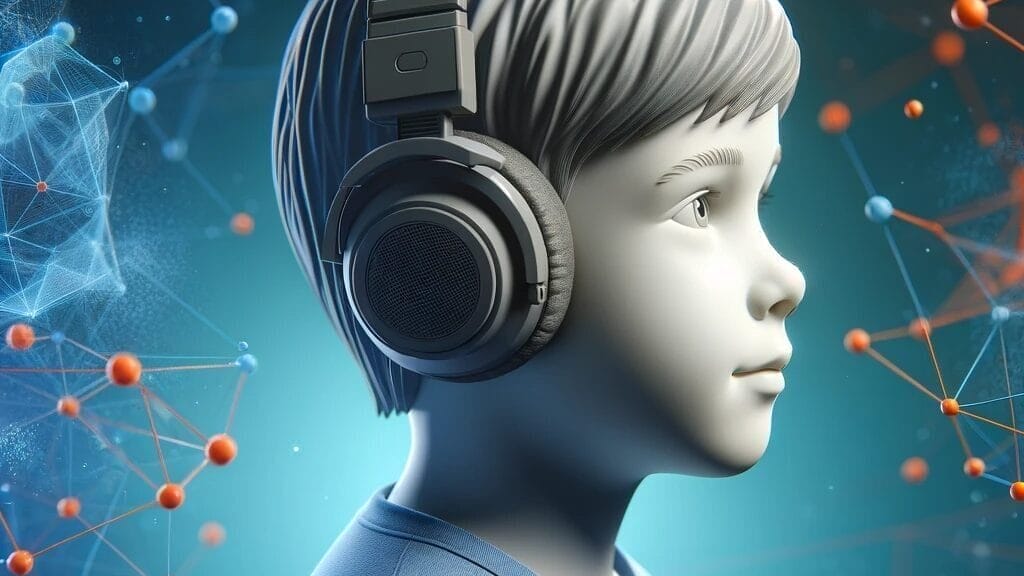 A 3D image of a durable and comfortable pair of kids' headphones, highlighting robust construction and child-friendly features.